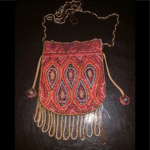 Red beaded crossbody bag